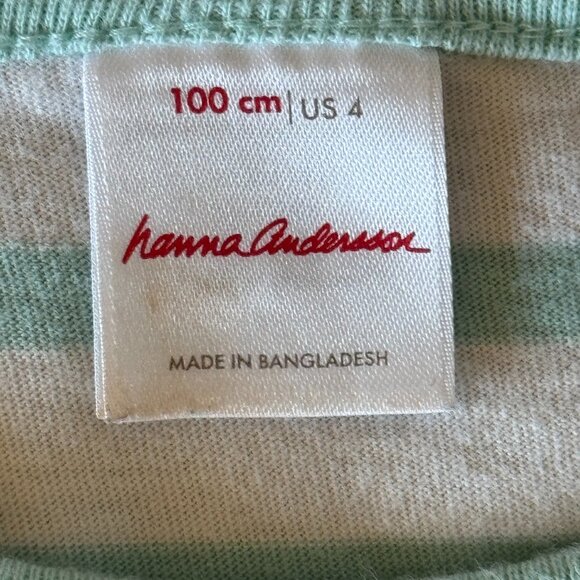 Hanna Andersson mint green striped pocket 100% cotton dress size 100-US 4 - Picture 4 of 7